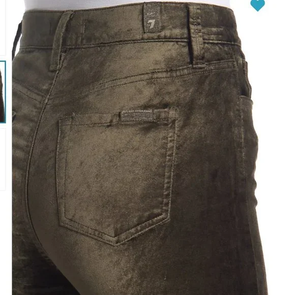 7 For All Mankind High Waist Velvet Ankle Skinny With Exposed Button Fly Pants - Picture 5 of 12